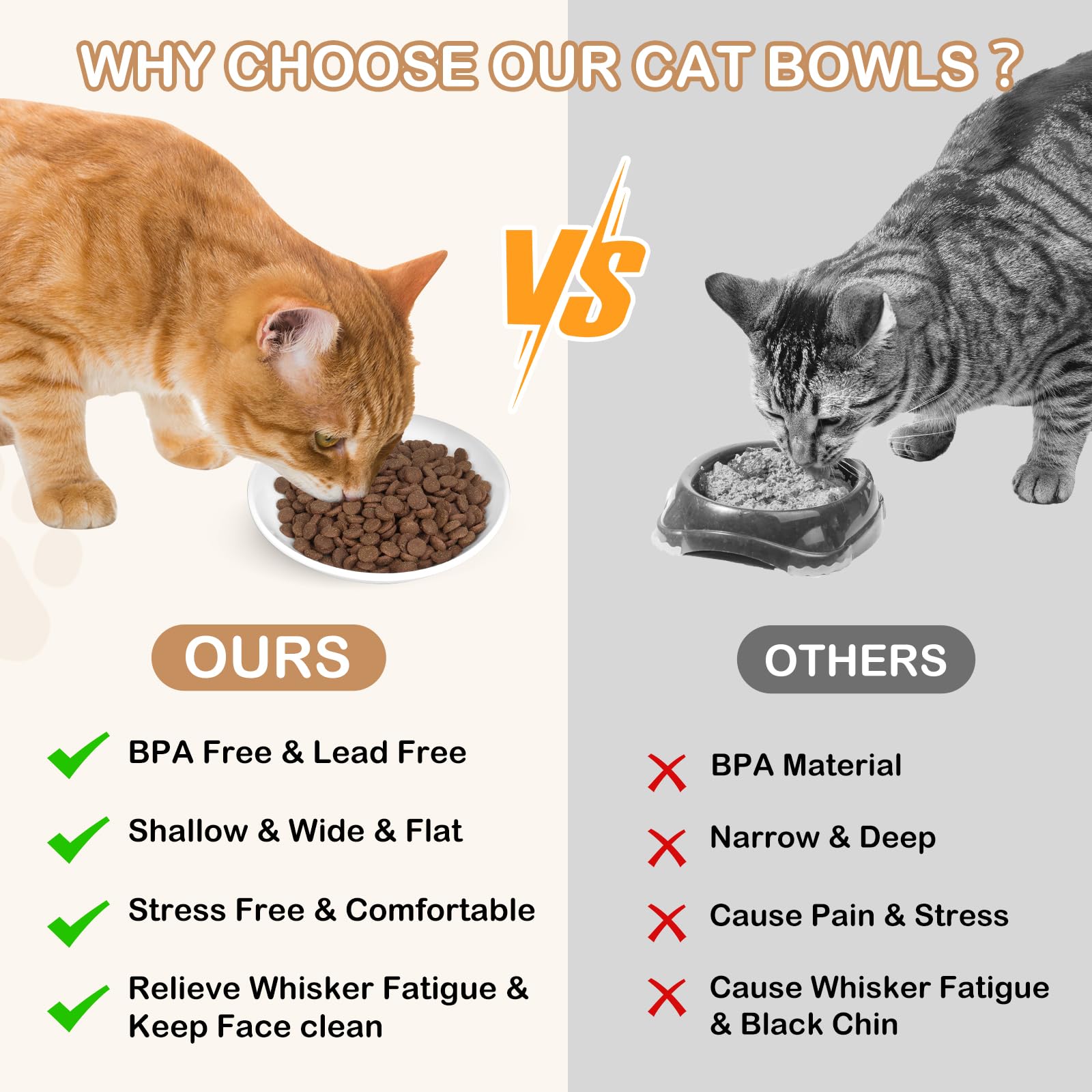 TRUVIC bowls reduce whisker contact with a low-profile opening for comfortable eating