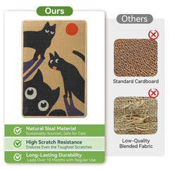 Truvito 3-in-1 sisal scratcher mat laid on floor offering a roomy lounging and scratching area.