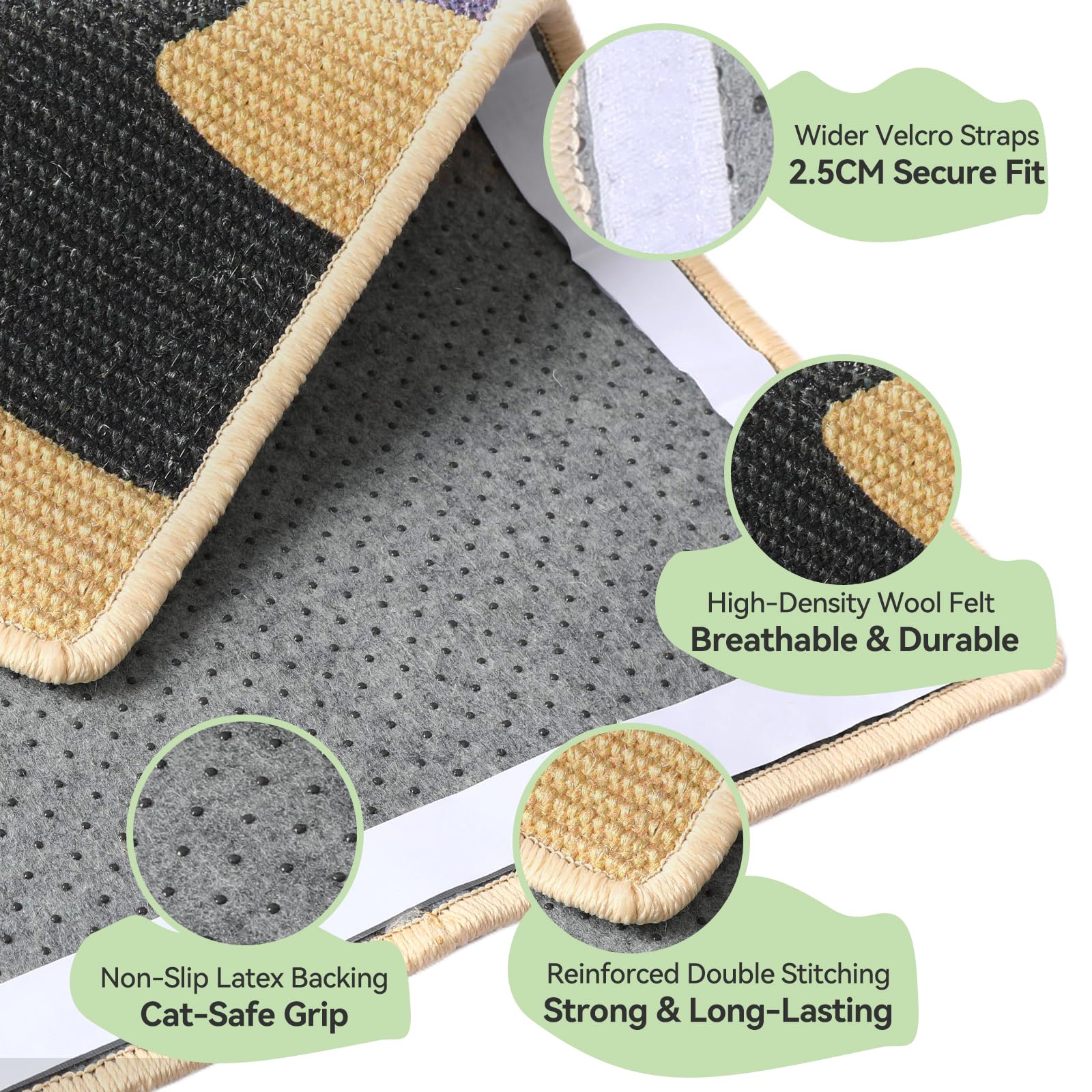 Truvito 3-in-1 sisal scratcher mat mounted on wall for space-saving use.