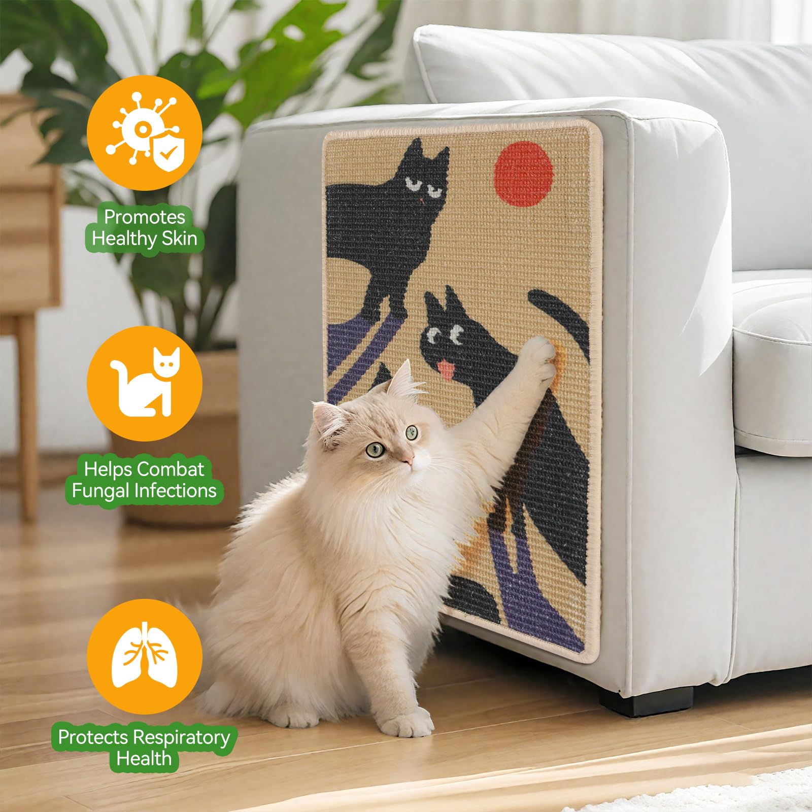 Truvito high-density sisal weave resists wear for extended scratching fun.