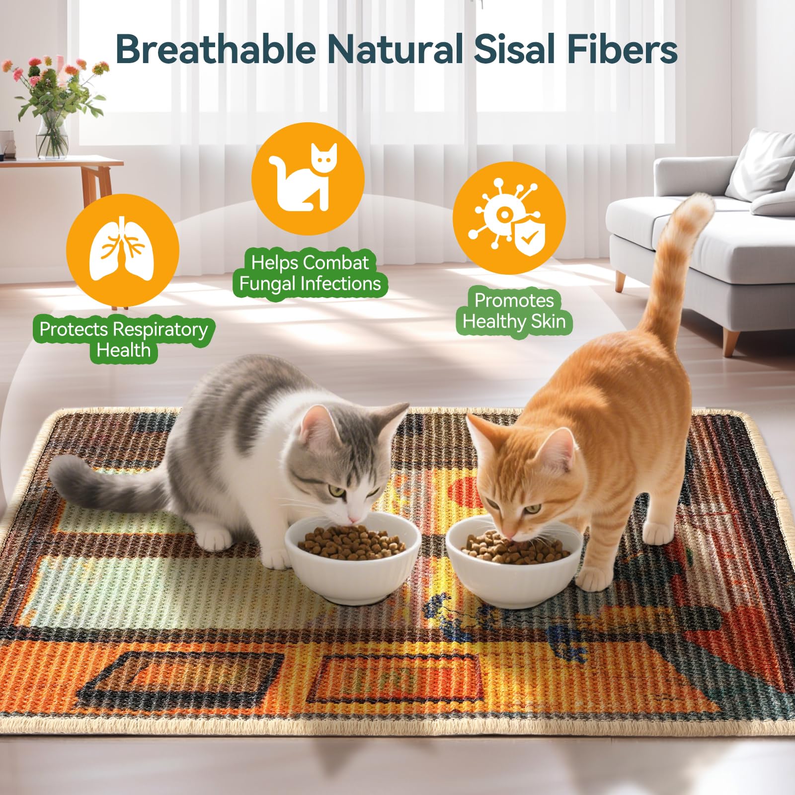 Truvito scratcher mat shows reinforced stitching for daily use