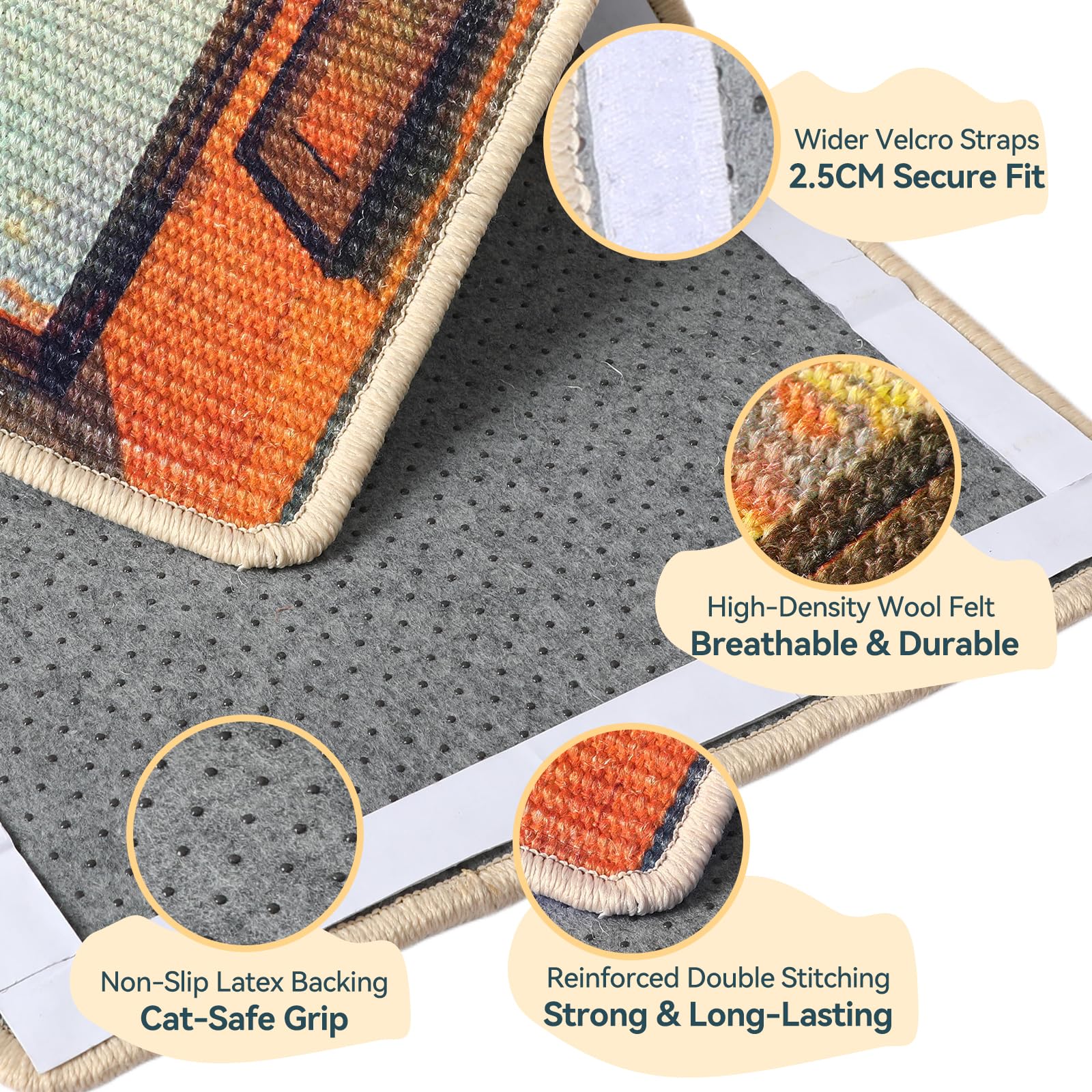 Truvito wall mount option for sisal scratcher mat with 360 degree stability