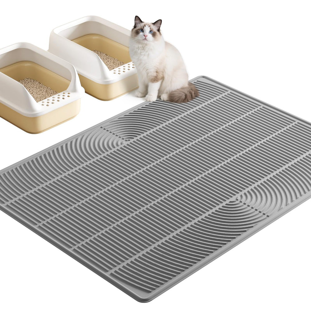 TRZZ XXL cat litter mat 46x35 flat view shows expansive coverage and easy cleaning.