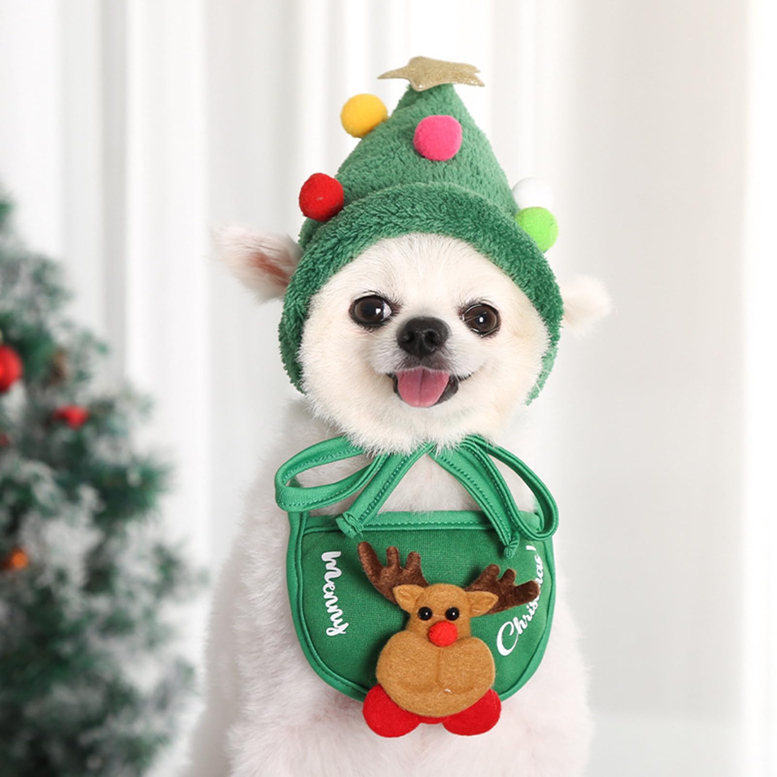 TS-MAYKA Santa hat and bandana set serves as a charming gift and decor.