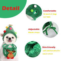 TS-MAYKA Christmas pet costume set green ideal for holiday cosplay and events.