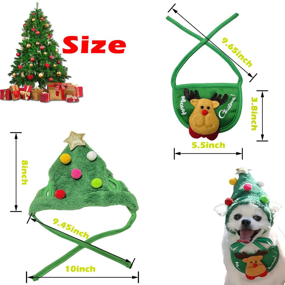 TS-MAYKA dog Christmas bandana green complements outfits for cute Christmas photos.