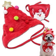 TS-MAYKA dog Christmas hat bandana set enhances festive photos for holidays.