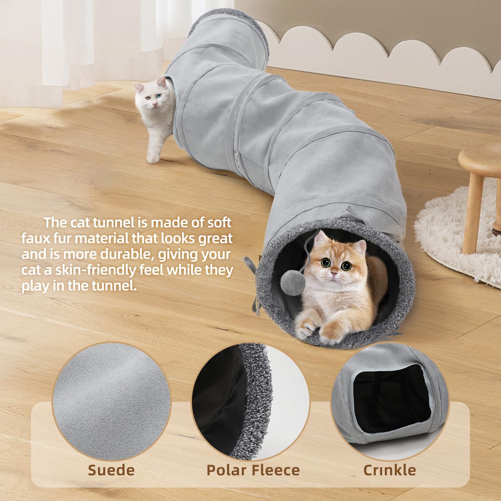 TSEB4TEP Cat Tunnel expandable ends enable custom maze configurations for curious pets