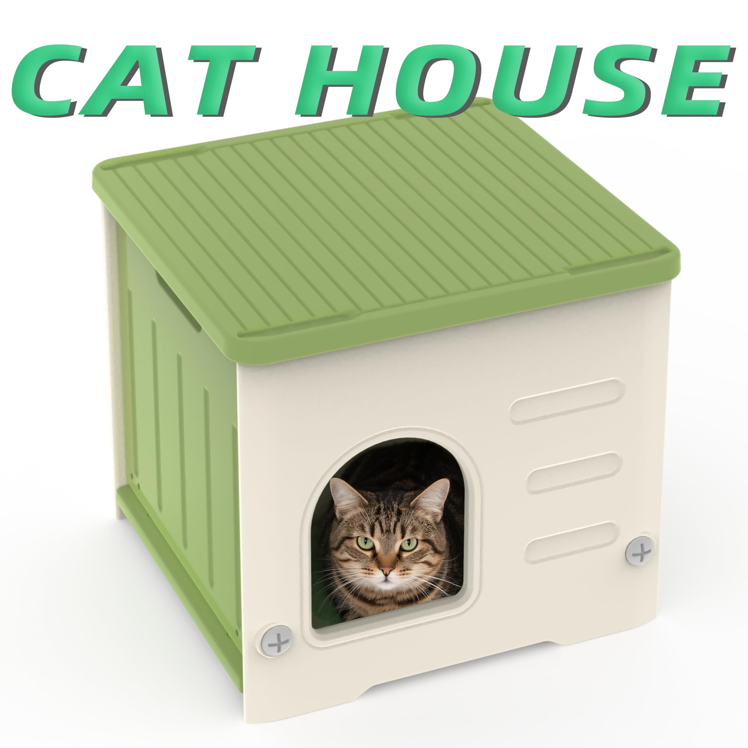 TSEHOOHOO Stackable Cat House easy-assembly shows quick setup suitable for indoor or outdoor use.