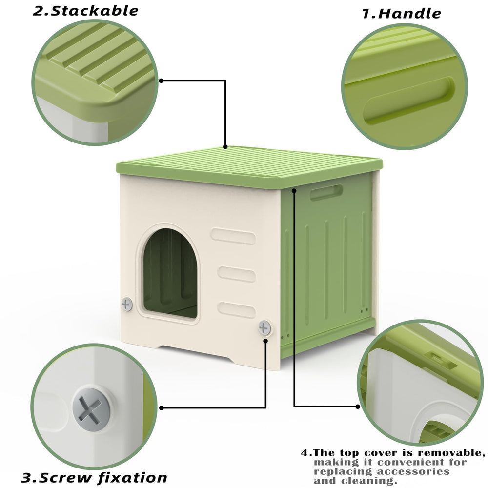 TSEHOOHOO Stackable Cat House elevated-base emphasizes a dry shelter with raised protection.