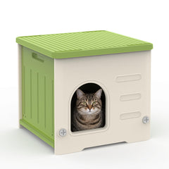 TSEHOOHOO Stackable Cat House outdoor-exterior demonstrates a weatherproof shelter for cats.