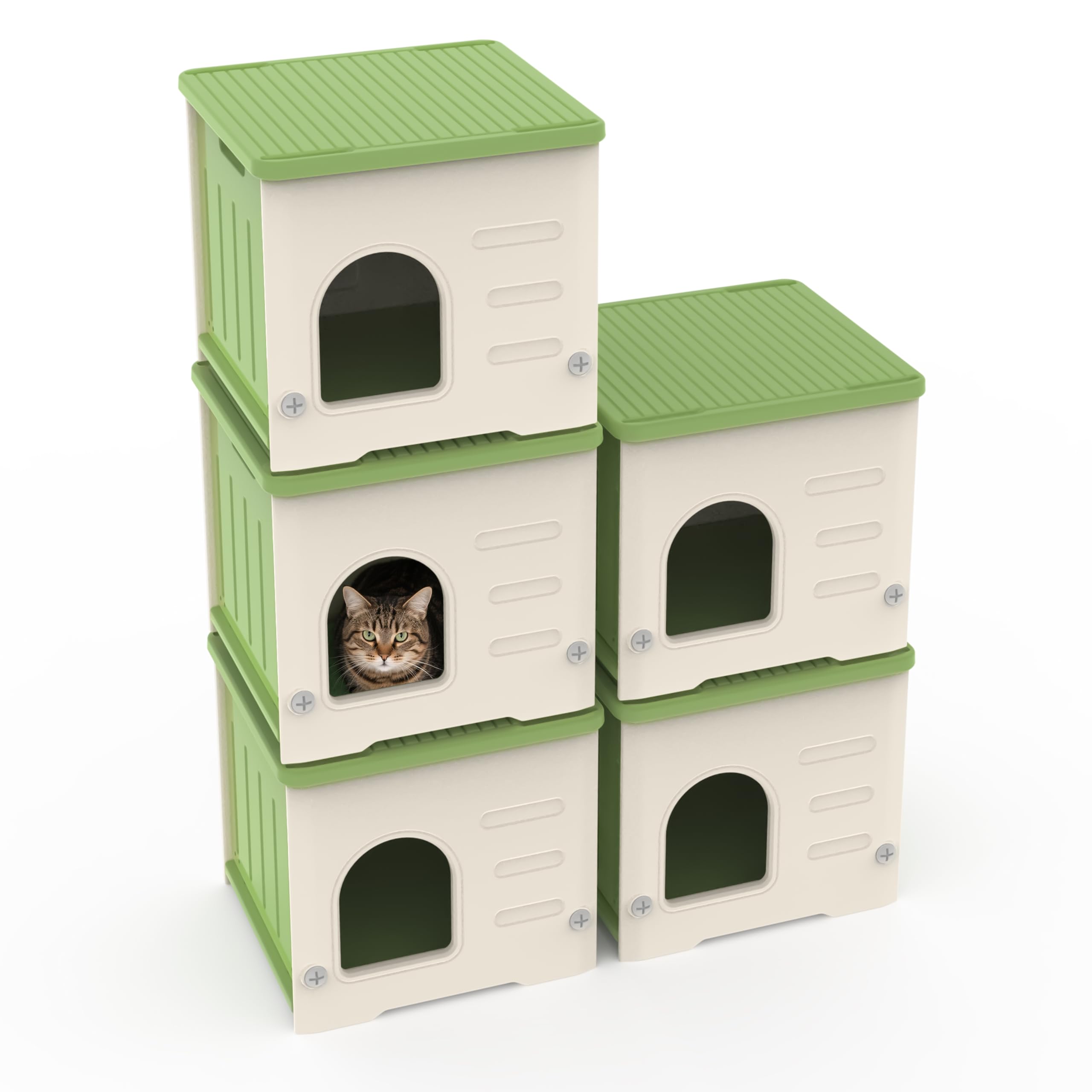 TSEHOOHOO Stackable Cat House removable-top facilitates fast cleaning and routine maintenance.