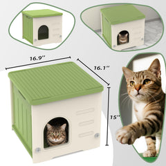 TSEHOOHOO Stackable Cat House stackable-design shows how multiple units securely stack for flexible setups.