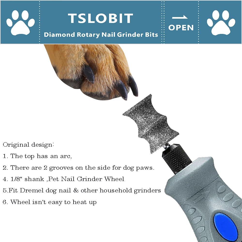 TSLOBIT Diamond dog nail grinder bits 1/8-inch shank enables safe, easy Dremel-compatible use