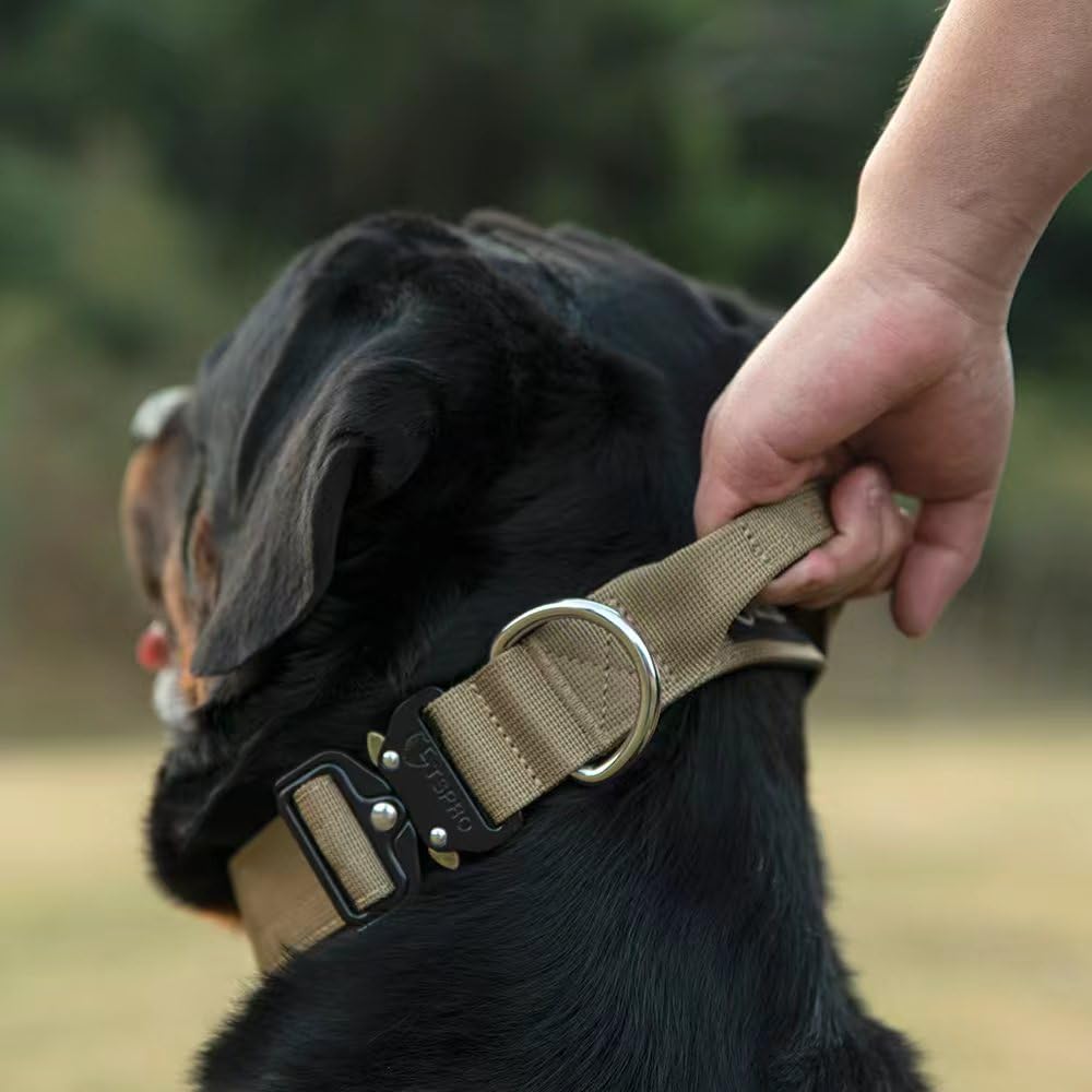 TSPRO Premium Dog Collar in side profile highlights padded handle for confident walking.