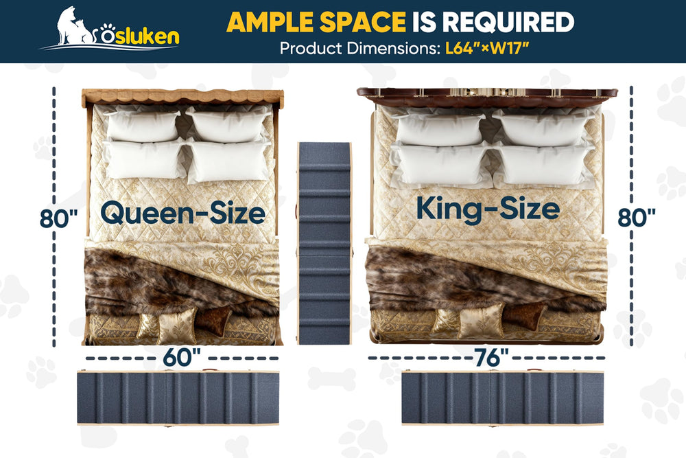 Tsukiko ramp in use on bed edge benefiting small to large dogs.