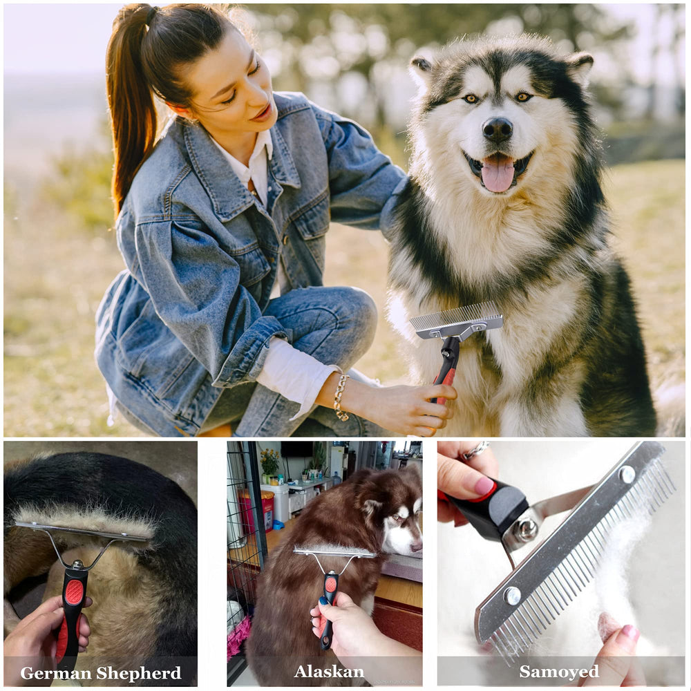 Tsxurepaw anti-slip handle brush provides comfortable grooming session for big breeds