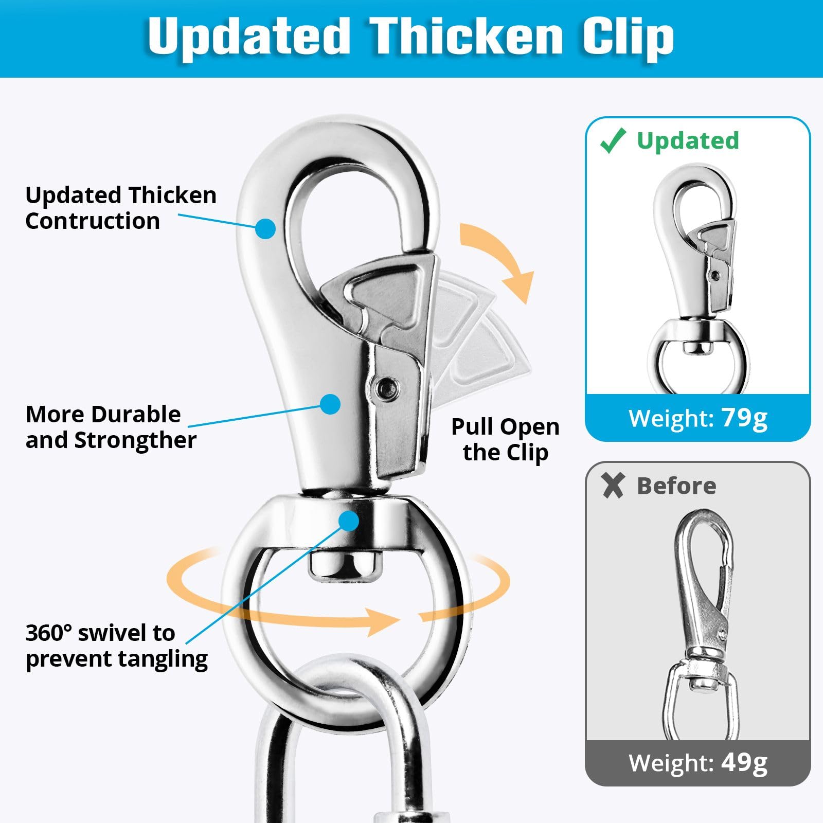 TT TRSMIMA 360° swivel stainless steel pole prevents tangling during play.