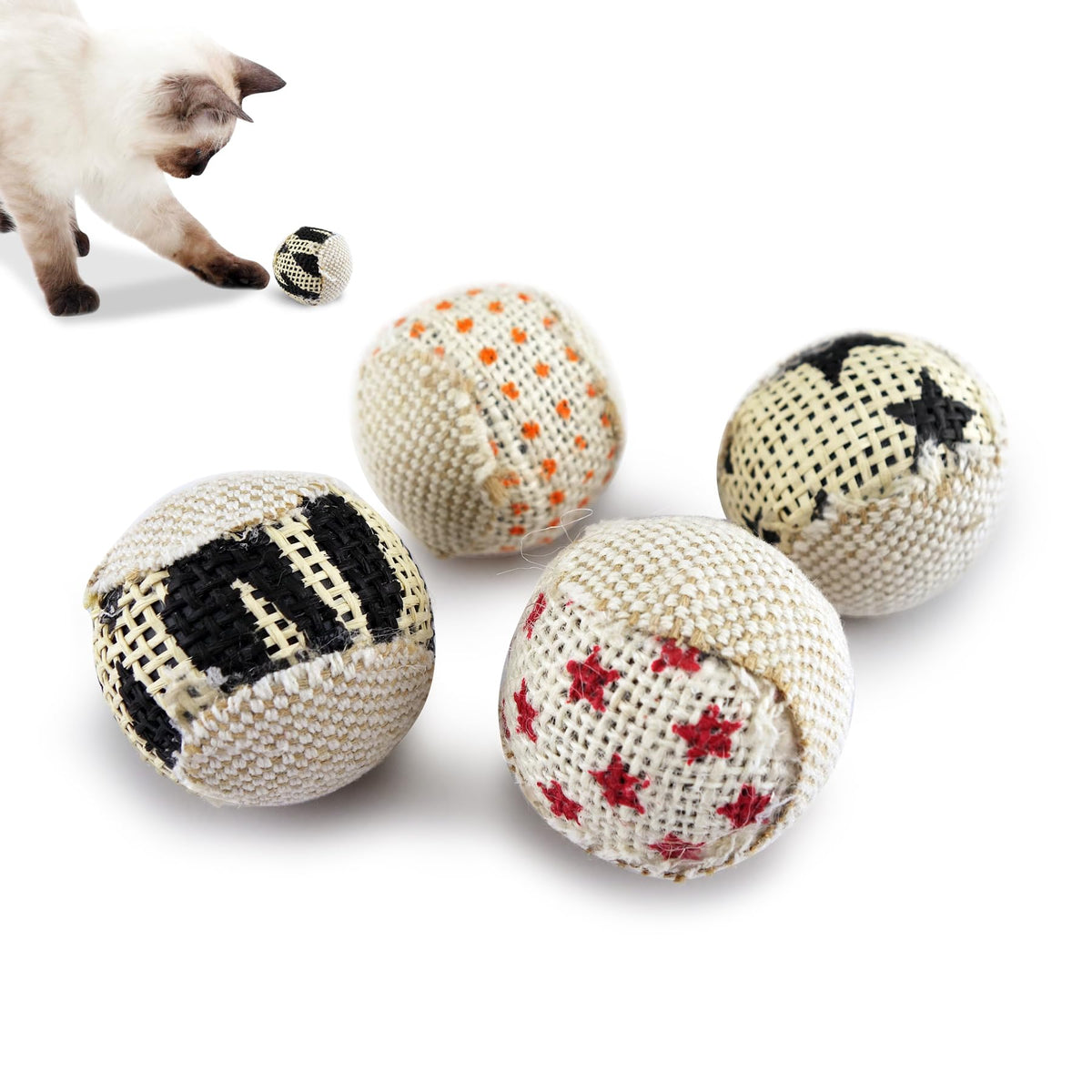 TTcat canvas cat ball with bell inside invites interactive indoor play.