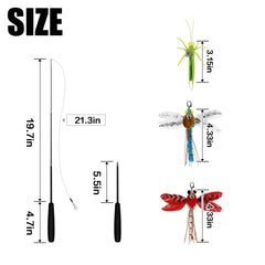 TTcat cat feather wand retracted compact demonstrates portable teaser for travel.
