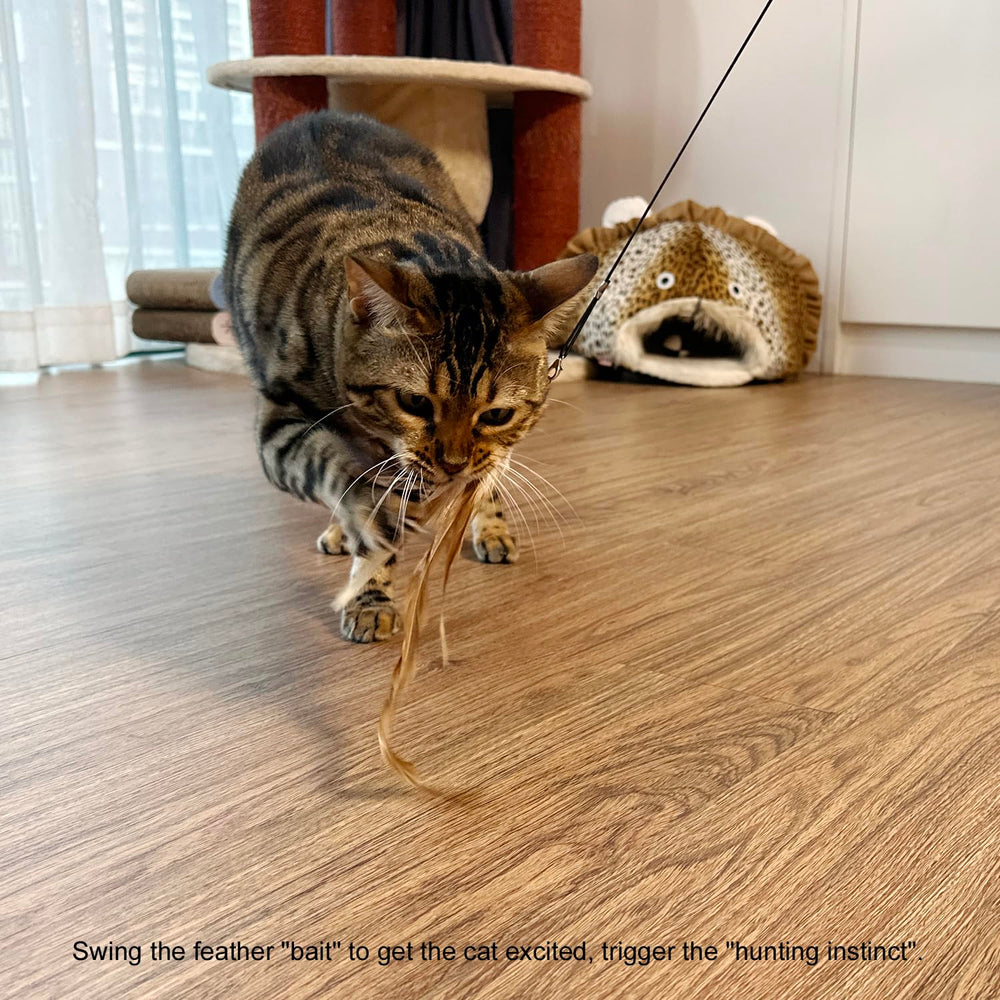 TTcat Cat Feather Wand Toy includes four refills for variety and longevity.