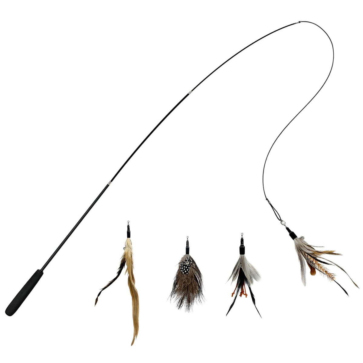 TTcat Cat Feather Wand Toy extended reach for indoor play and exercise.