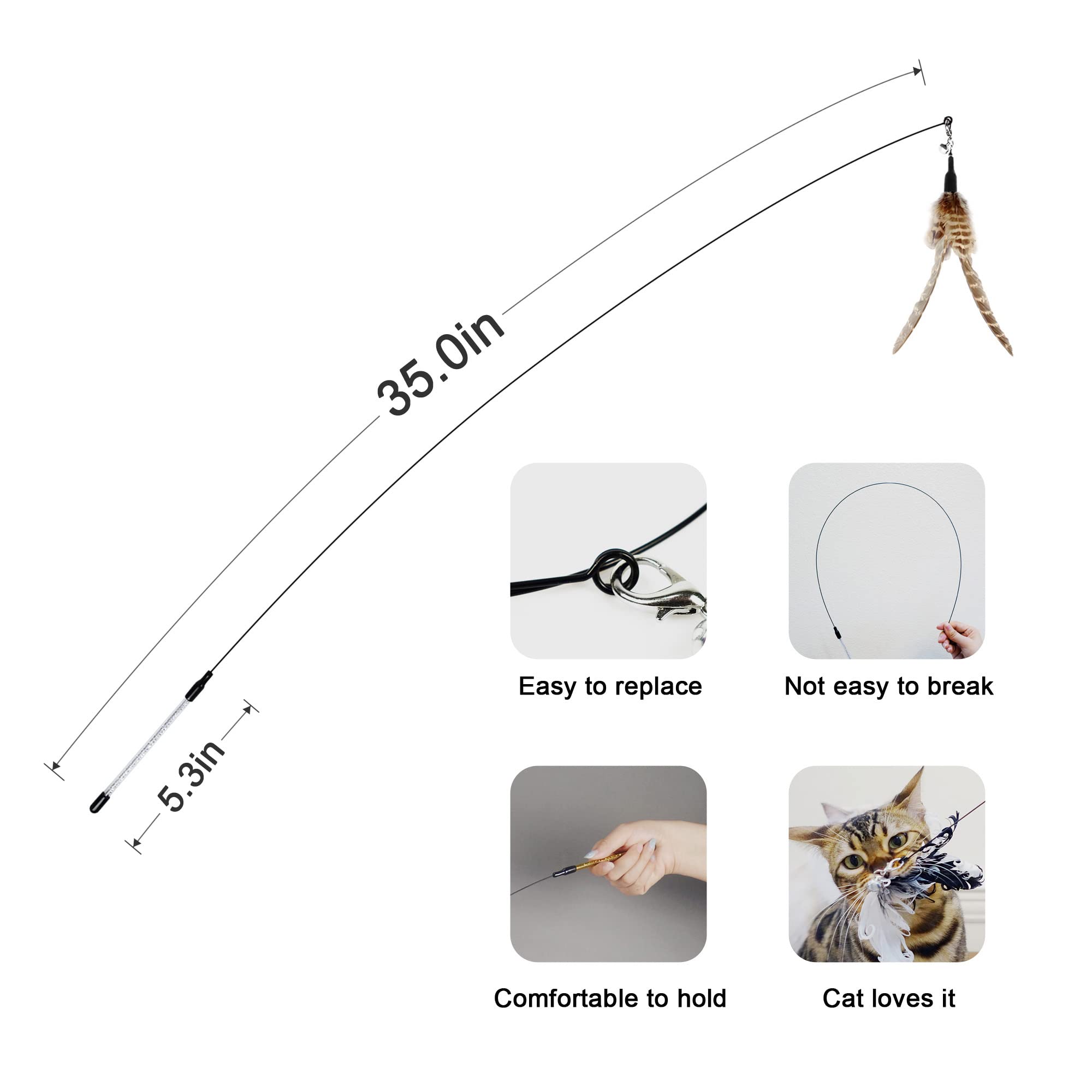 TTcat Cat Wand feathers closeup highlights natural materials and refills