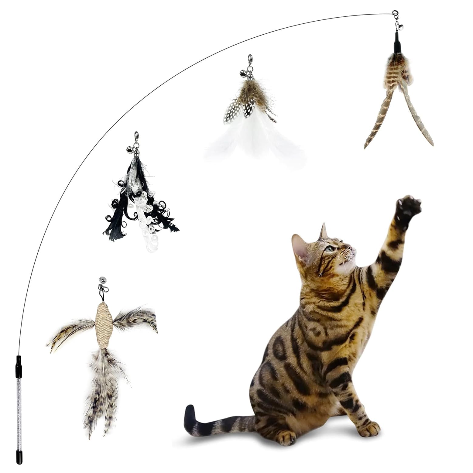TTcat Cat Wand Toys setup shows easy assembly for indoor play