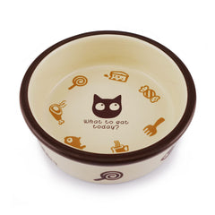 TTcat ceramic cat bowl front view with easy-clean glossy glaze.