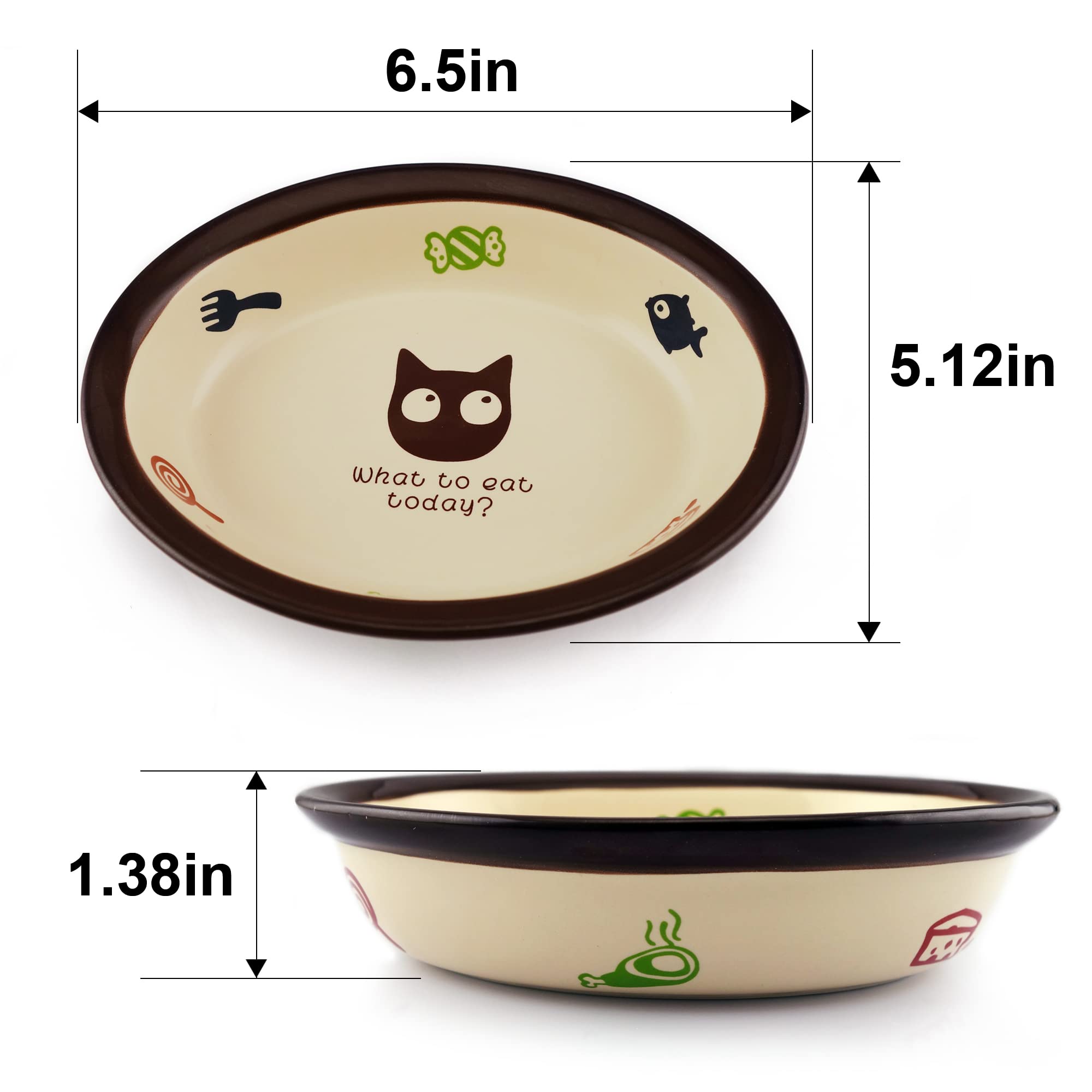 TTcat Oval Ceramic Cat Food Bowl clean-glaze interior enables quick cleanup after meals.
