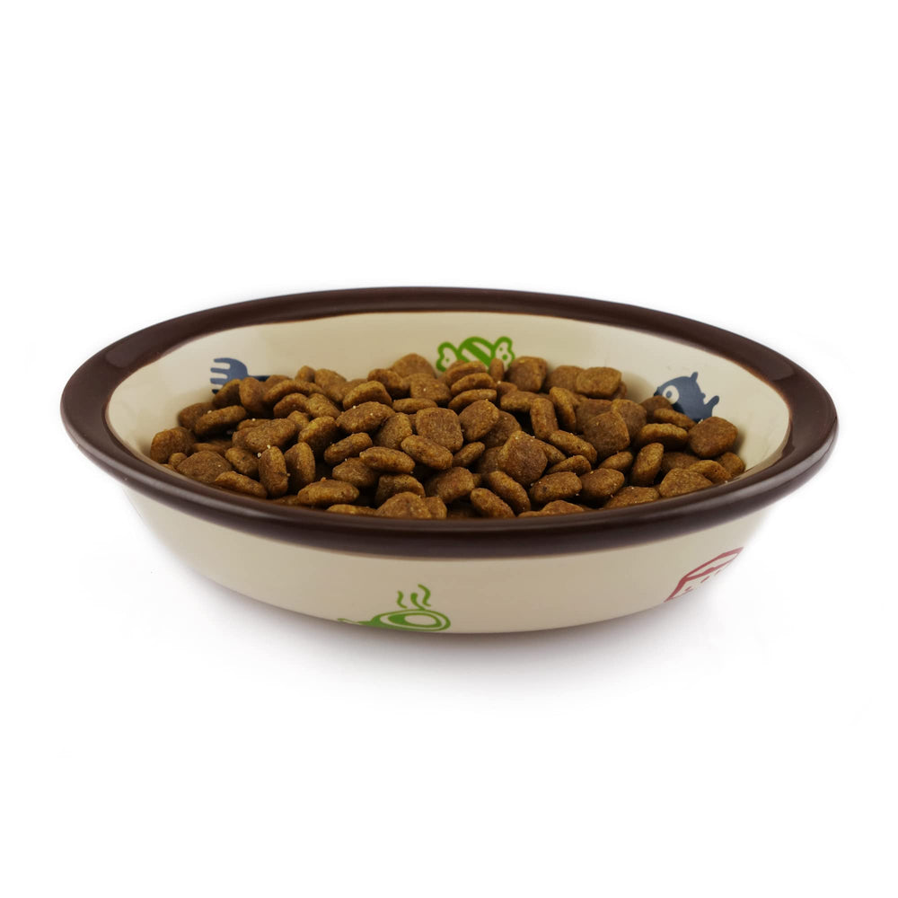 TTcat Oval Ceramic Cat Food Bowl suitable size fits kittens and small pets for easy meals.