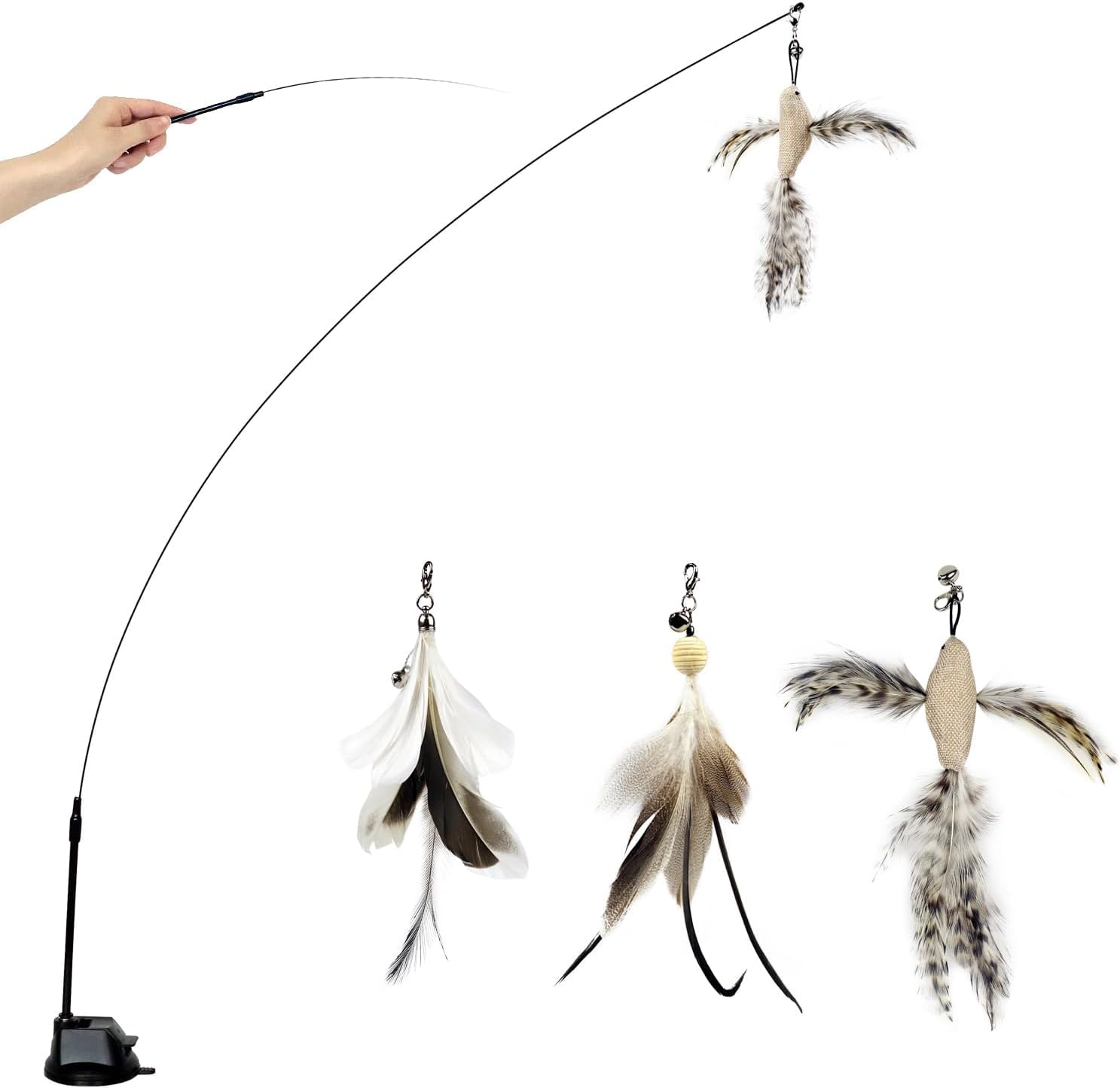 TTcat cat wand with suction cup enables quick window play sessions.