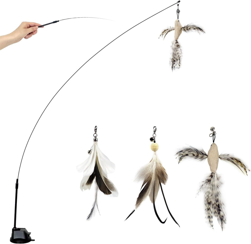 TTcat cat wand with suction cup enables quick window play sessions.