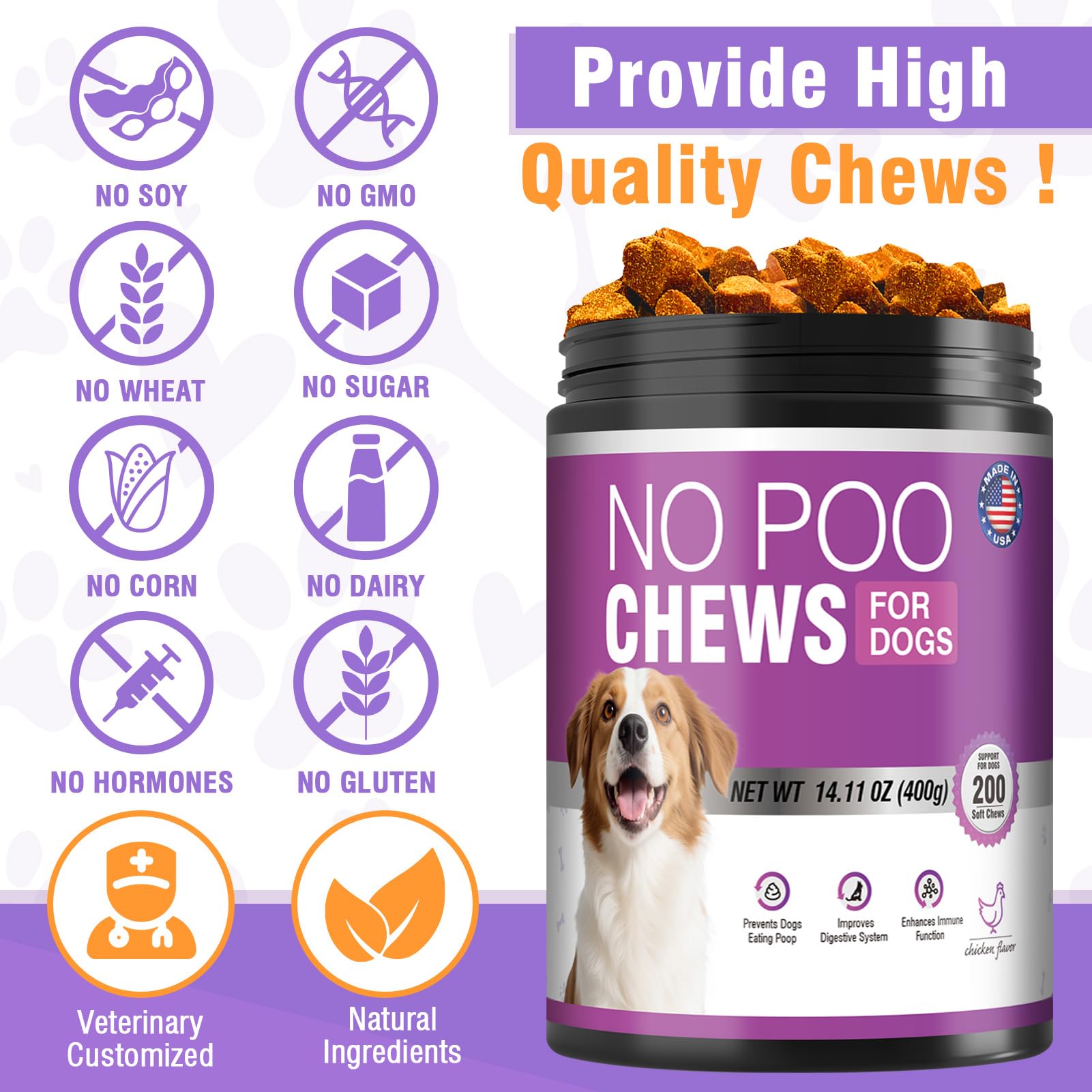 TTIXRL No Poo Chews probiotics and enzymes close-up
