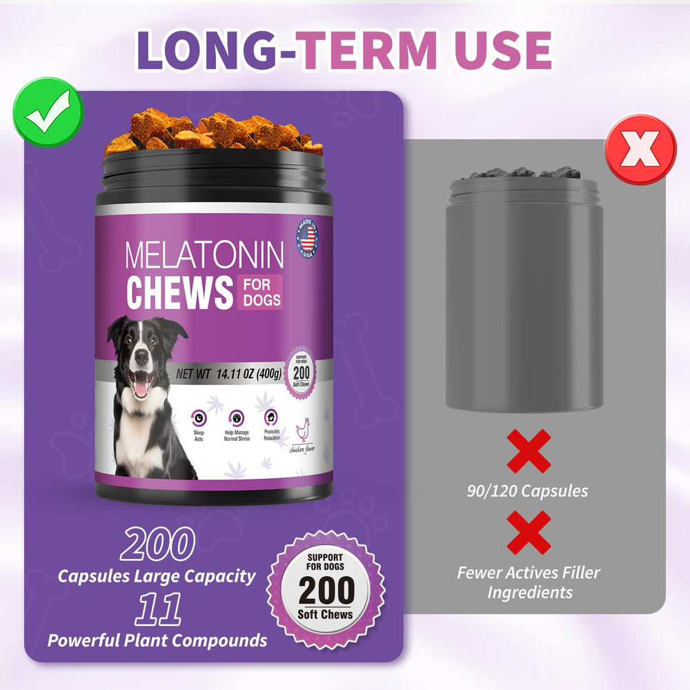 TTIXRL organic chamomile and tryptophan ingredients in dog melatonin chews.