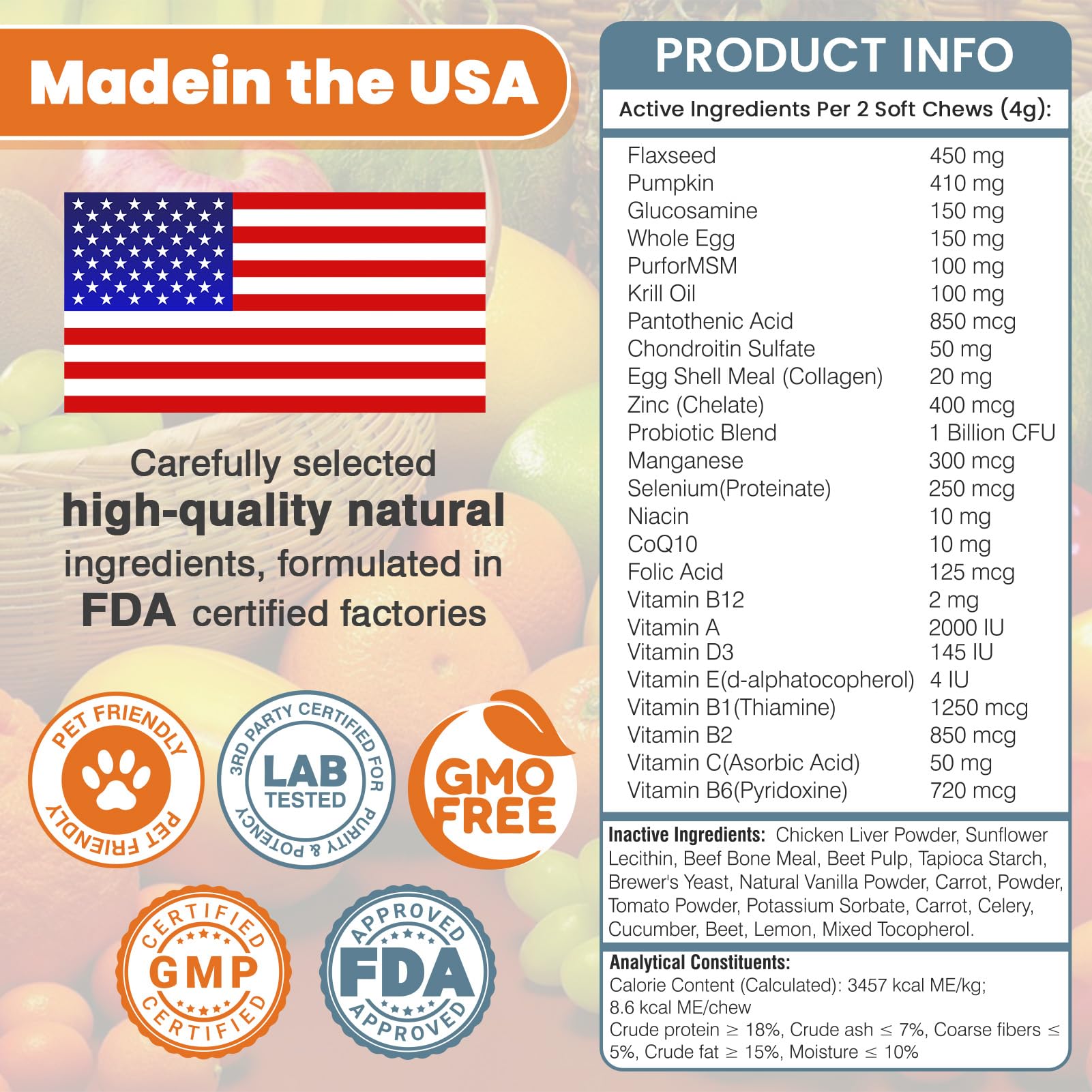 TTLXBL 24-in-1 dog vitamins USA-made ingredients highlight natural quality