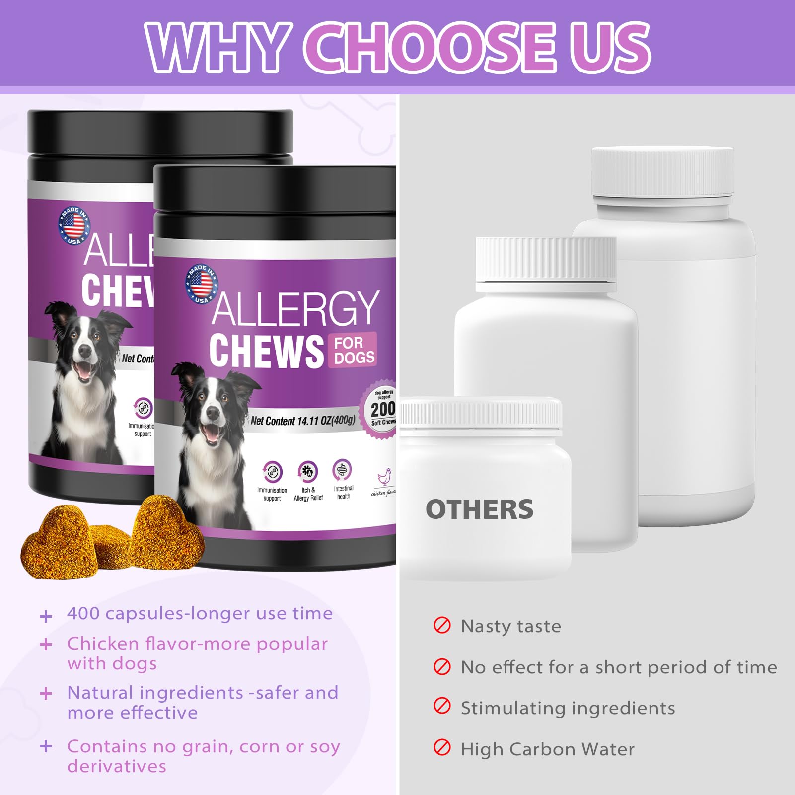 TTLXRI allergy chews ingredients salmon oil and omega-3 for skin health