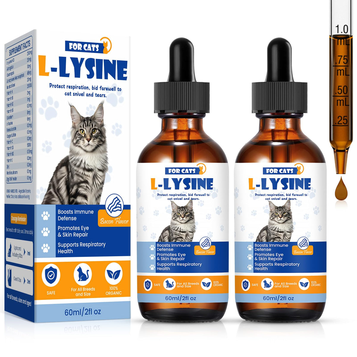 TTLXRI Premium Cat L-Lysine drops bottle supports immune health and respiratory comfort