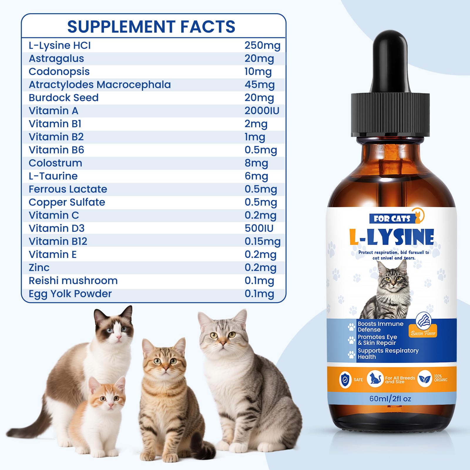 TTLXRI premium cat lysine packaging image highlights packaging and dosage guide