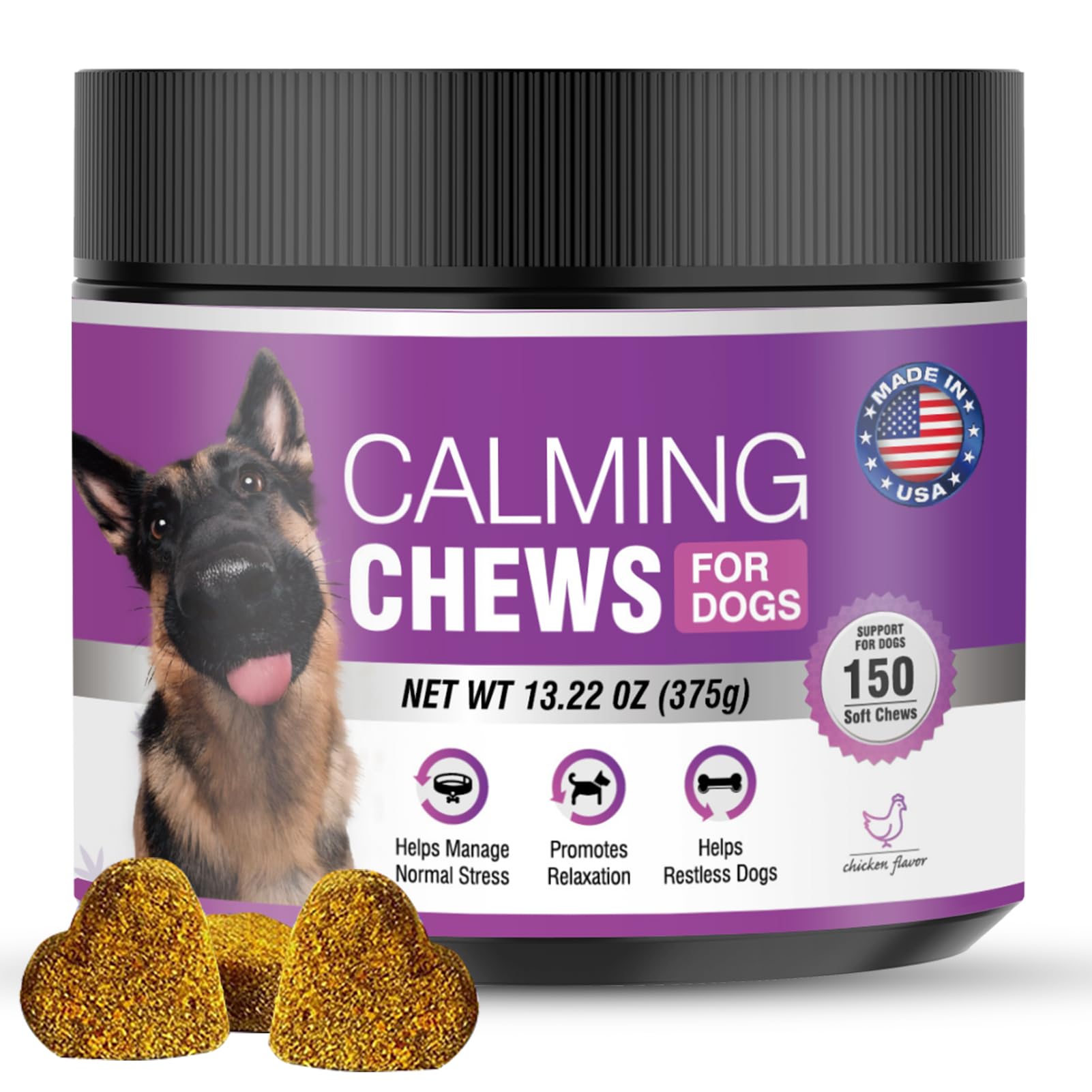 TTLXRL hemp calming chews bottle ready for daily dog anxiety relief with hemp oil.