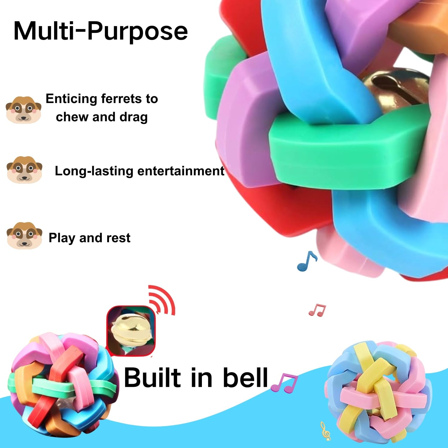 TTMIMIK bite-resistant ferret balls designed for durable chewing.