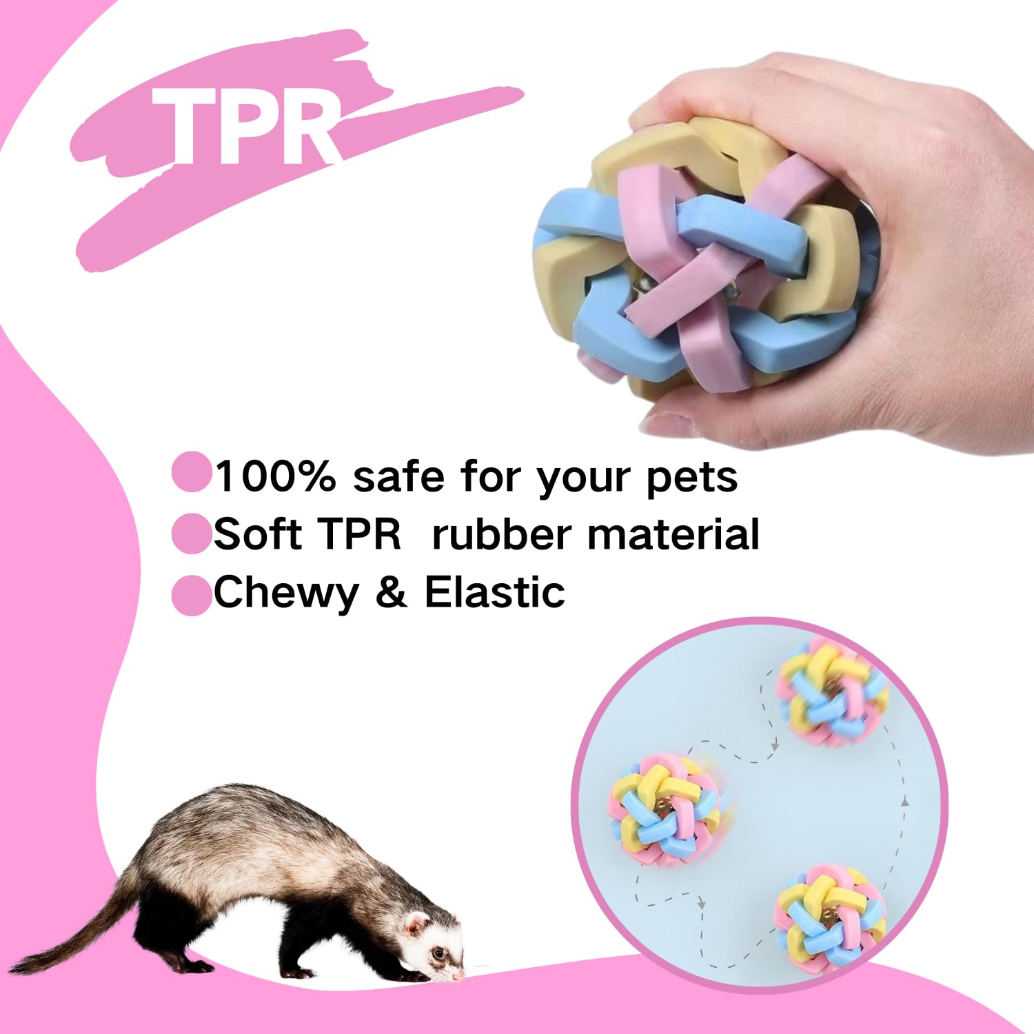 TTMIMIK interactive pet ball with bells encourages curious play.