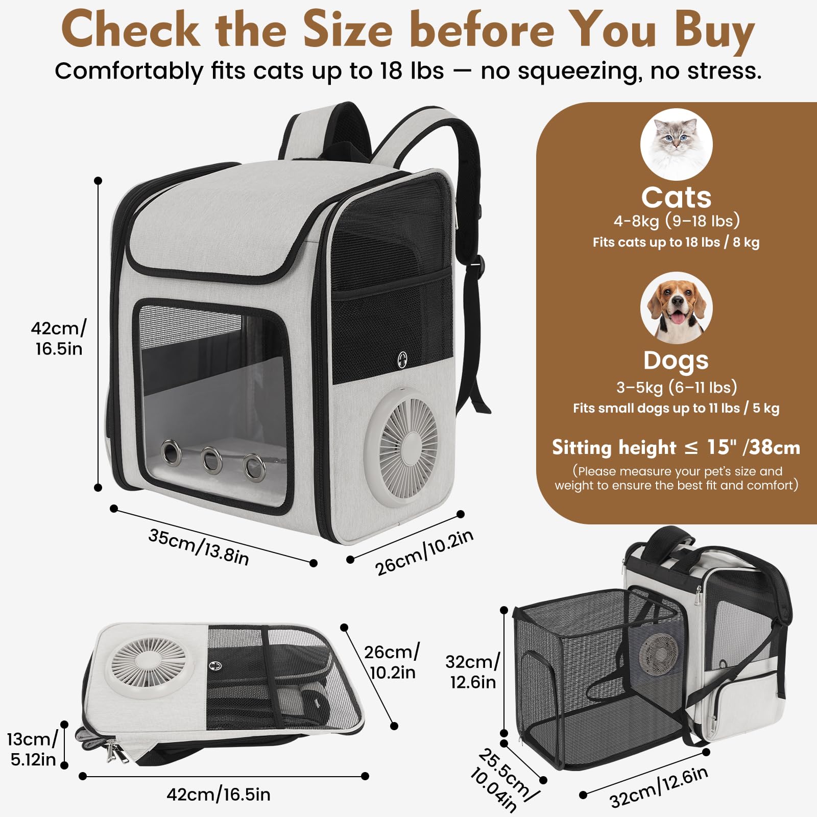 TTPet safety leash inside keeps your pet secure while peeking out.