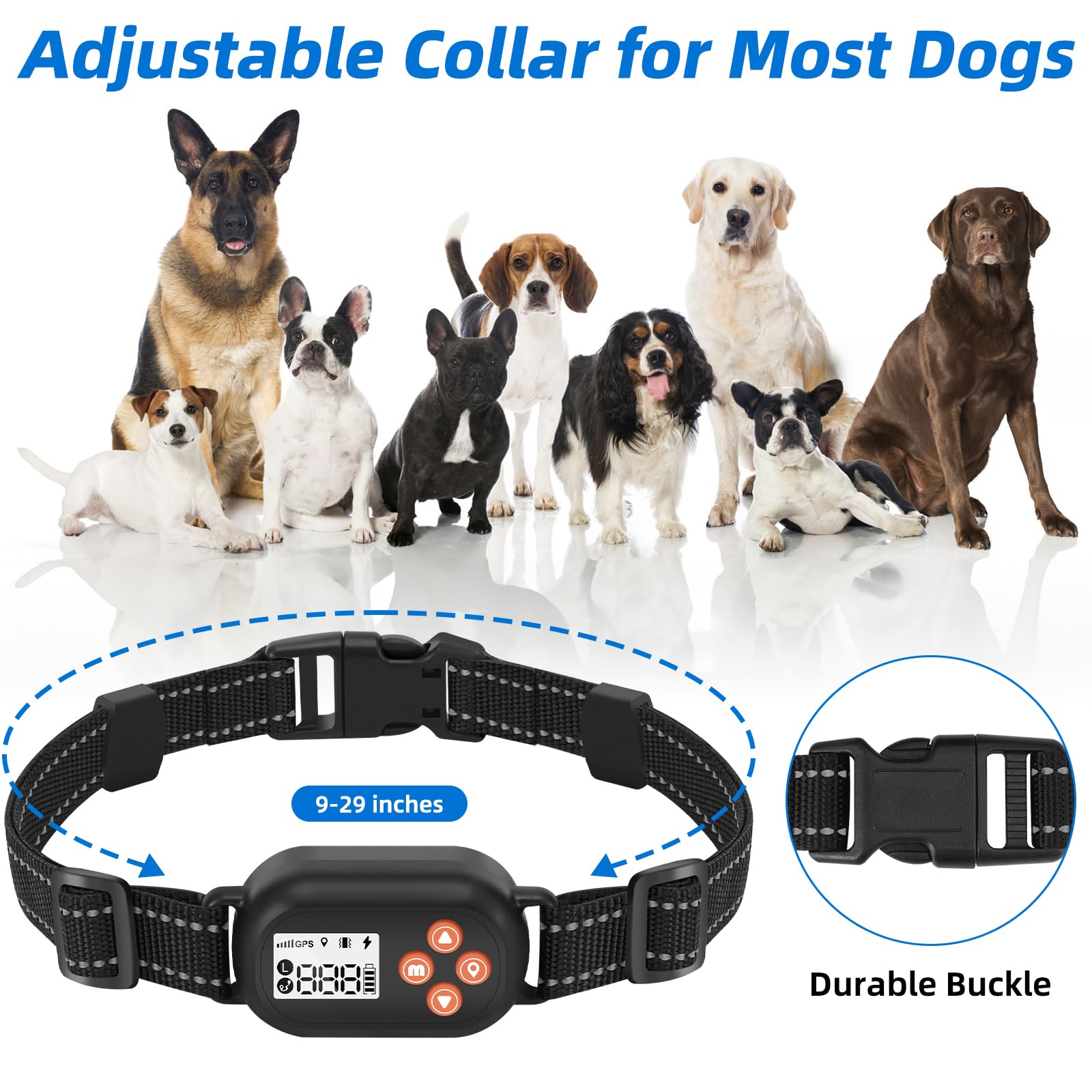 TTPet GPS fence outdoor use photo featuring rain-ready collar in open space