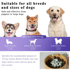 TTsiya fresh breath closeup shows powder promoting cleaner breath for dogs