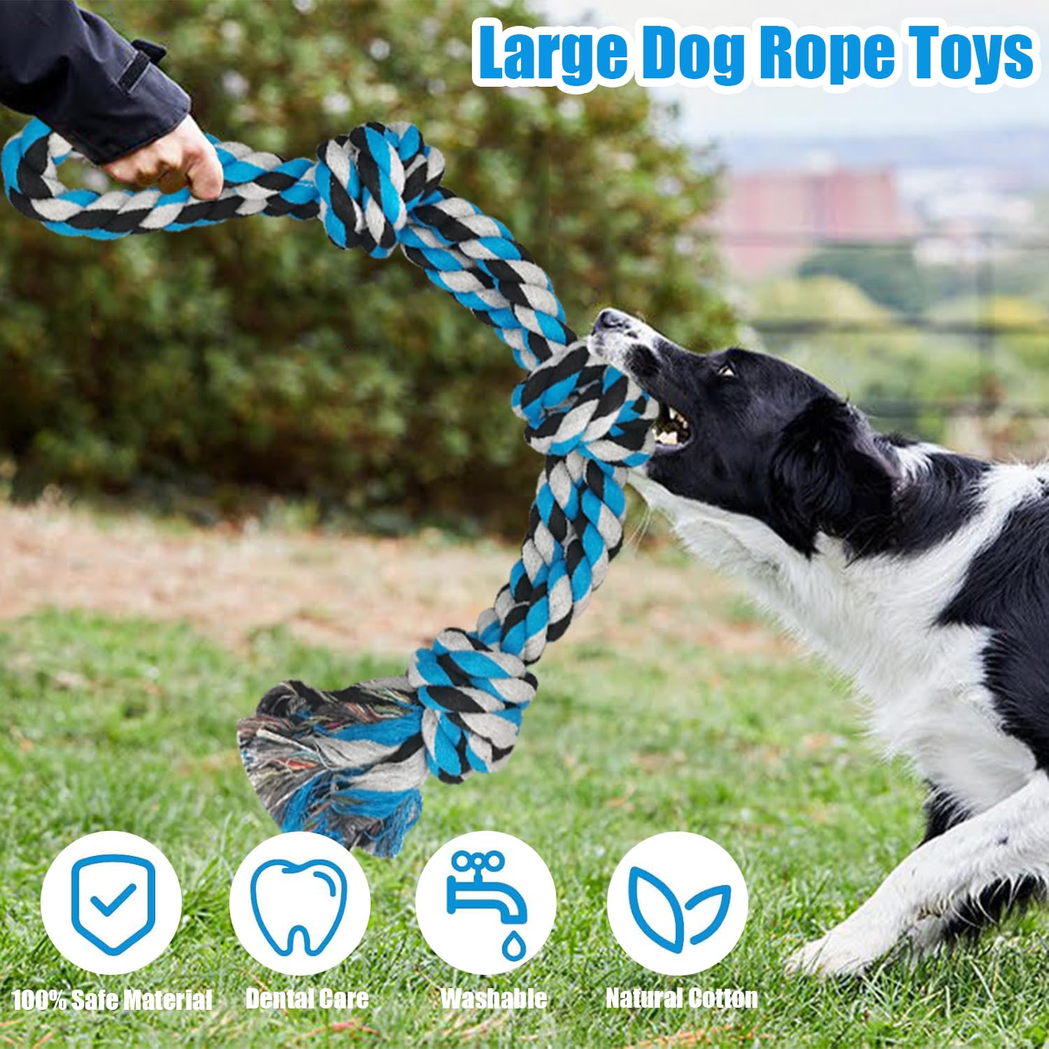 TUAHOO high-durability rope toy showing robust knots for aggressive chewers