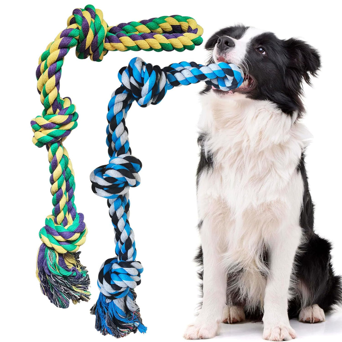 TUAHOO two-pack dog rope toy closeup knots for strong chewers and tug sessions