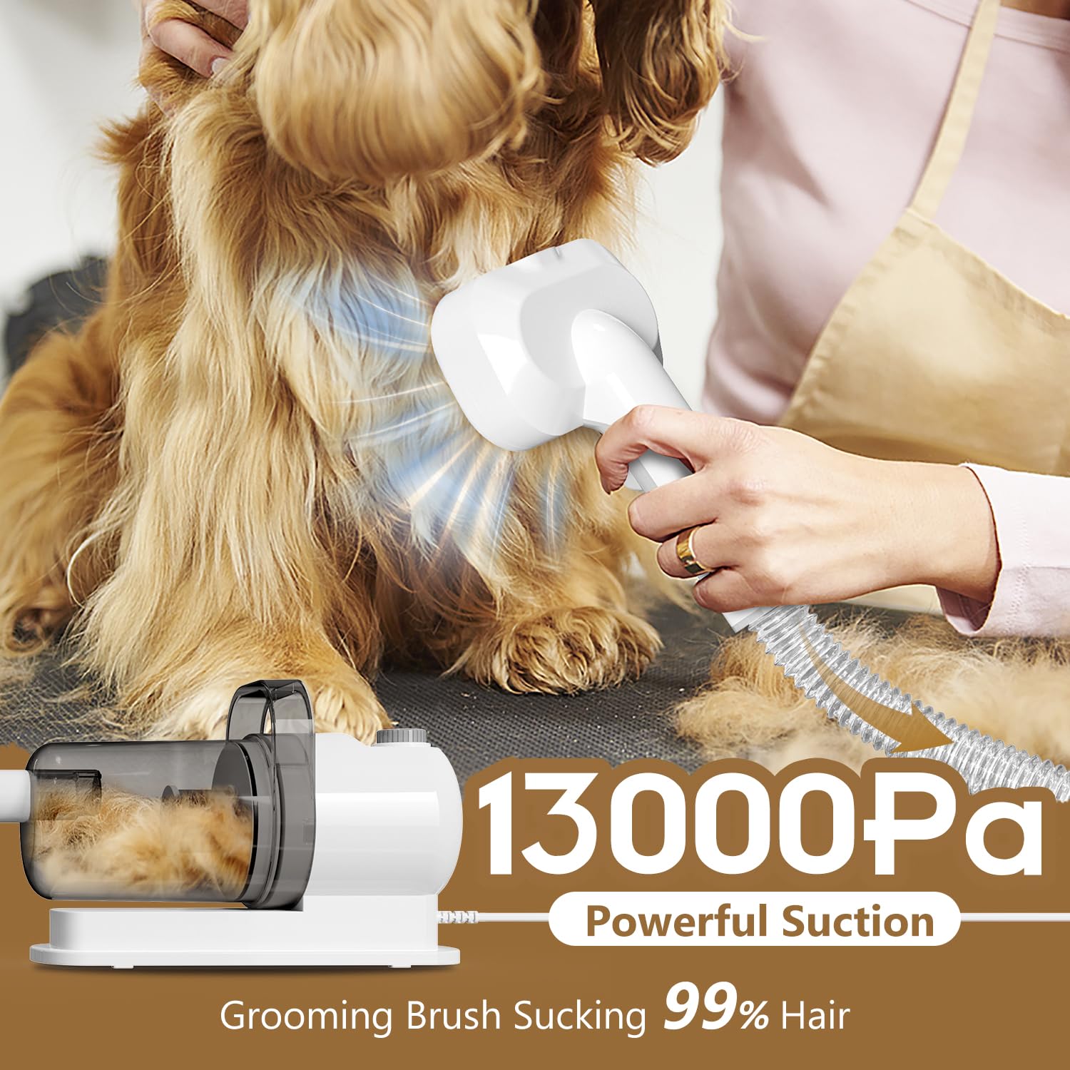 Tuanchuanrp dog grooming vacuum side view highlighting 2.5L dust box for extended grooming.