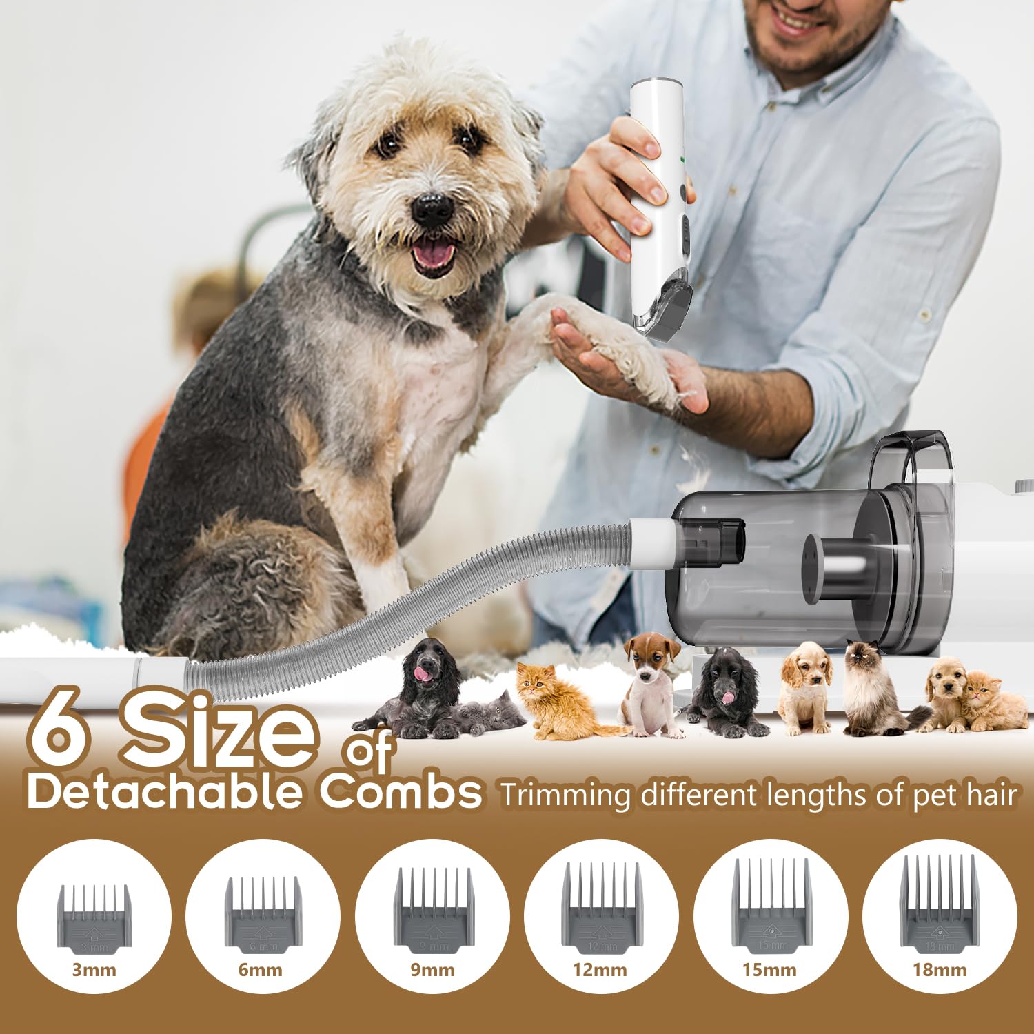 Tuanchuanrp six guide combs image illustrating adjustable lengths for different coats.