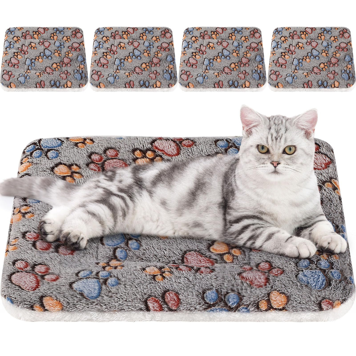 Tuanse 4-pack ultra-soft bed mat with paw pattern for versatile small-animal crates and comfy rests.